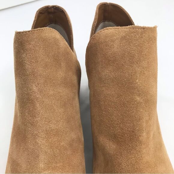 Marc Fisher YILDA Camel Brown Suede Leather Side Cutout Slip On Bootie - Picture 9 of 16